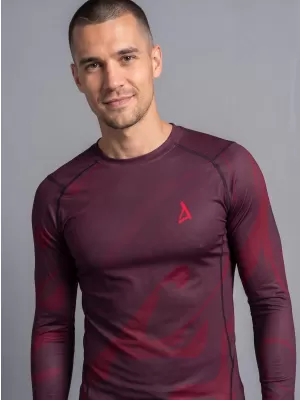 Pánské funkční kompresní tričko s dlouhým rukávem premium ALTISPORT VOJ/ALM072TR03 WINE-RED
