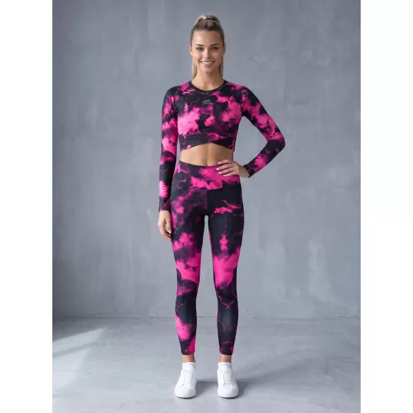  Dámský funkční crop top s dlouhým rukávem premium ALTISPORT VOJ/ALW066TR04 ČERNORŮŽOVÁ 
