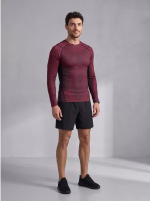 Pánské funkční kompresní tričko s dlouhým rukávem premium ALTISPORT VOJ/ALM095TR03 WINE-RED