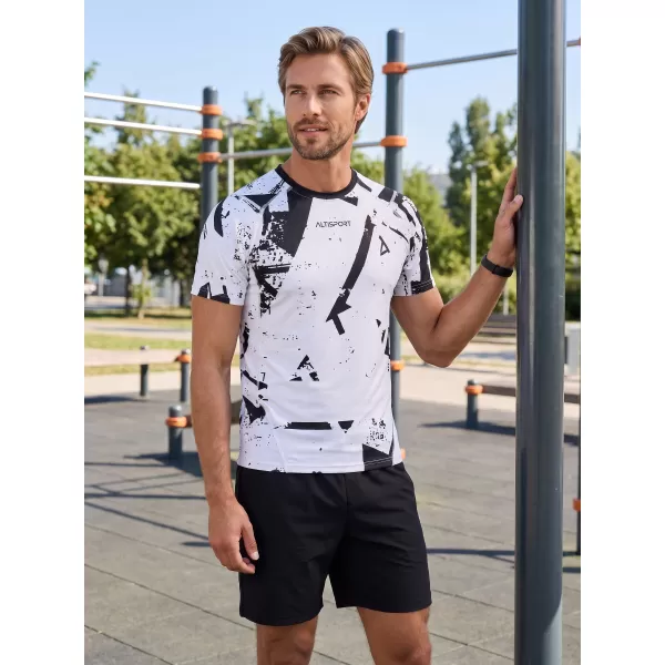  Pánské funkční kompresní triko s krátkým rukávem premium ALTISPORT VOJ/ALM079TR04 BÍLOČERNÁ 