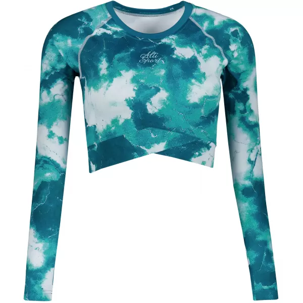  Dámský funkční crop top s dlouhým rukávem premium ALTISPORT VOJ/ALW066TR04 ZELENOMODRÁ 
