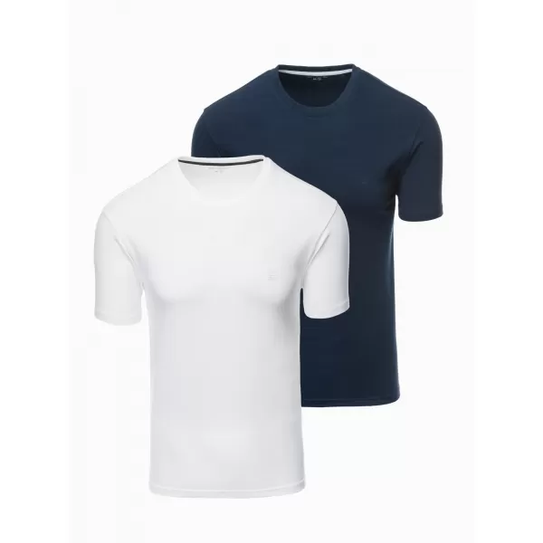  Pánské triko OMBRE OM-TSBS-0232 WHITE/NAVY 