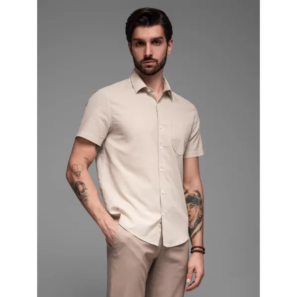  Pánská košile OMBRE OM-SHSS-0168 BEIGE 