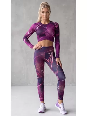Dámský funkční crop top s dlouhým rukávem premium ALTISPORT VOJ/ALW082TR04 FIALOVÁ