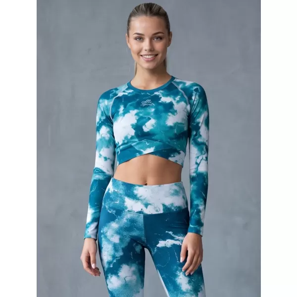  Dámský funkční crop top s dlouhým rukávem premium ALTISPORT VOJ/ALW066TR04 ZELENOMODRÁ 