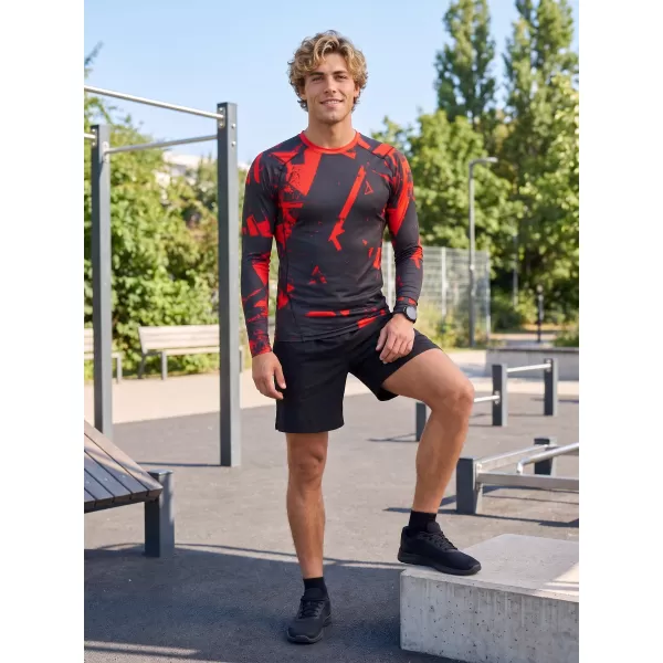  Pánské funkční kompresní tričko s dlouhým rukávem premium ALTISPORT VOJ/ALM079TR03 ČERNOČERVENÁ 