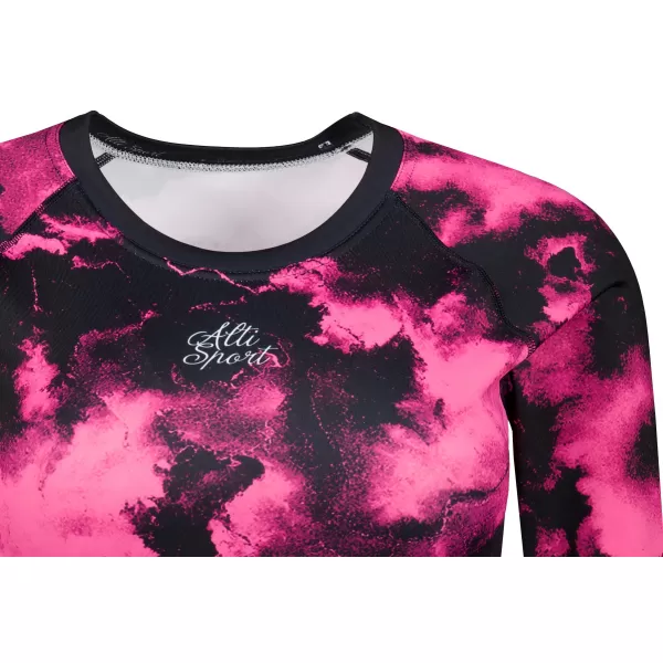  Dámský funkční crop top s dlouhým rukávem premium ALTISPORT VOJ/ALW066TR04 ČERNORŮŽOVÁ 