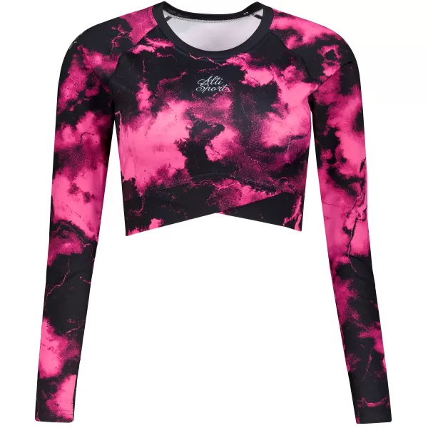  Dámský funkční crop top s dlouhým rukávem premium ALTISPORT VOJ/ALW066TR04 ČERNORŮŽOVÁ 