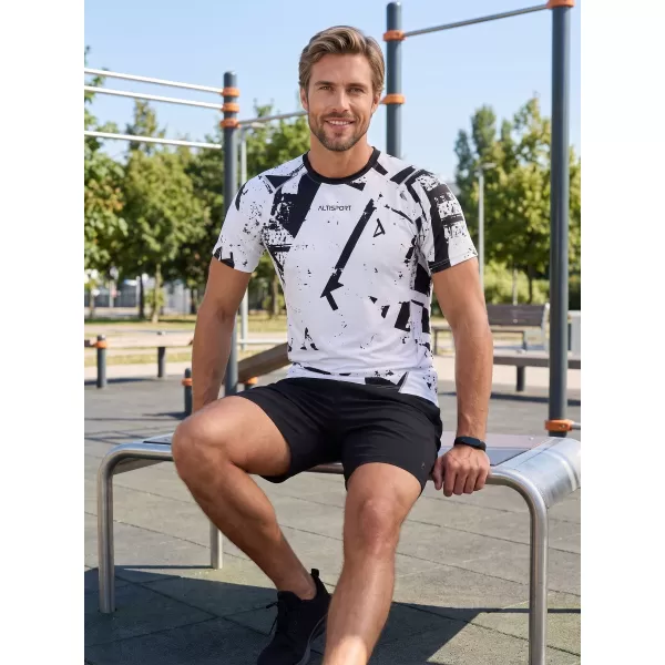  Pánské funkční kompresní triko s krátkým rukávem premium ALTISPORT VOJ/ALM079TR04 BÍLOČERNÁ 