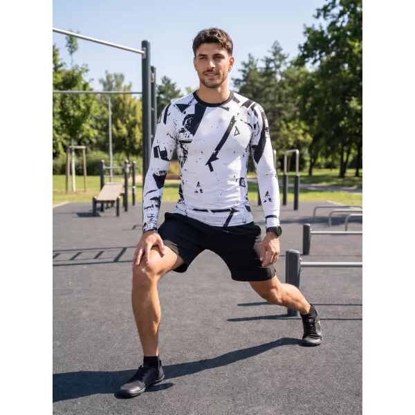  Pánské funkční kompresní tričko s dlouhým rukávem premium ALTISPORT VOJ/ALM079TR03 BÍLOČERNÁ 