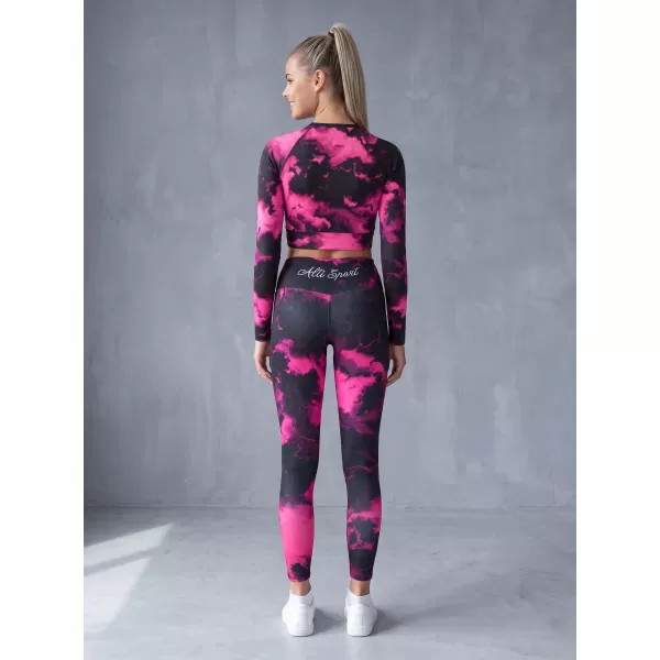  Dámský funkční crop top s dlouhým rukávem premium ALTISPORT VOJ/ALW066TR04 ČERNORŮŽOVÁ 