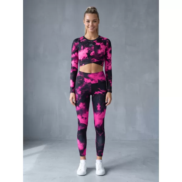  Dámský funkční crop top s dlouhým rukávem premium ALTISPORT VOJ/ALW066TR04 ČERNORŮŽOVÁ 