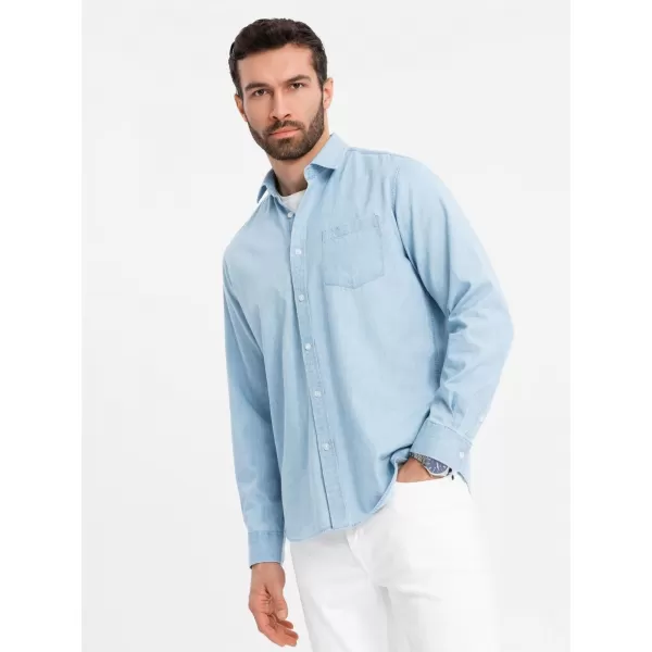  Pánská košile OMBRE OM-SHDS-0181 LIGHT BLUE 