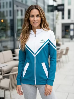 Dámská funkční mikina na zip premium ALTISPORT VOJ/ALW101MI02 PETROLEJOVÁ/BÍLÁ