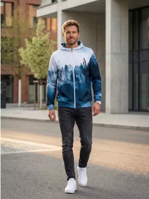 Pánská funkční mikina na zip premium ALTISPORT VOJ/ALM030MI02 LES/MODRÁ