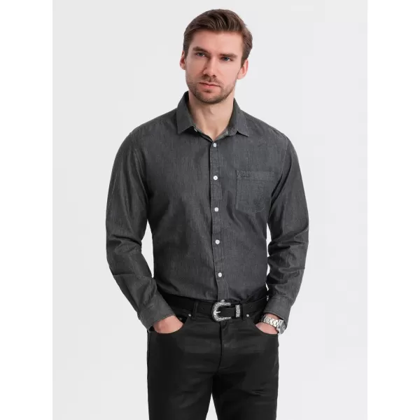  Pánská košile OMBRE OM-SHDS-0181 BLACK 