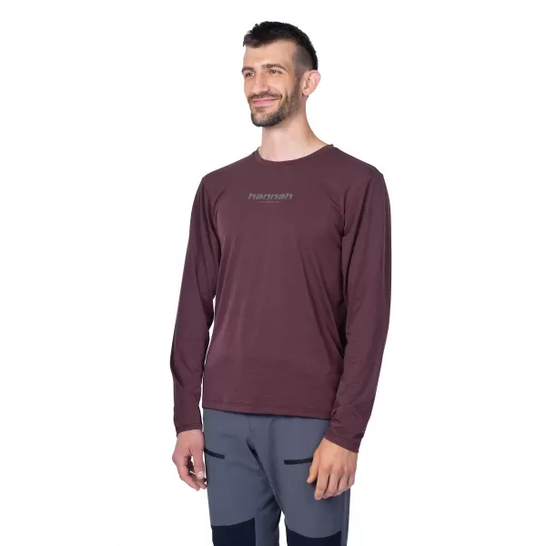  Pánské triko s dlouhým rukávem HANNAH BINE L/S RED MAHOGANY 