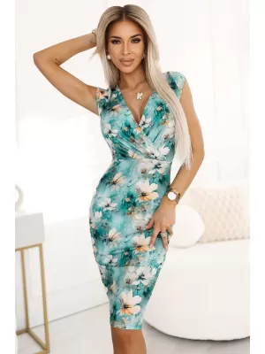 Dámské šaty NUMOCO BOYKA 379-4 BÉŽOVÉ KVĚTY
