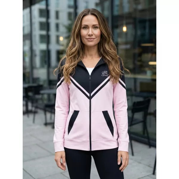  Dámská funkční mikina na zip premium ALTISPORT VOJ/ALW101MI02 RŮŽOVÁ/ČERNÁ 