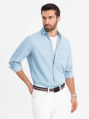 Pánská košile OMBRE OM-SHDS-0181 LIGHT BLUE