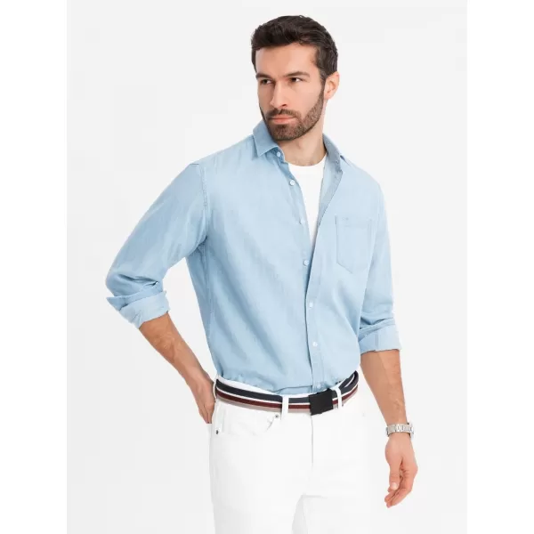  Pánská košile OMBRE OM-SHDS-0181 LIGHT BLUE 