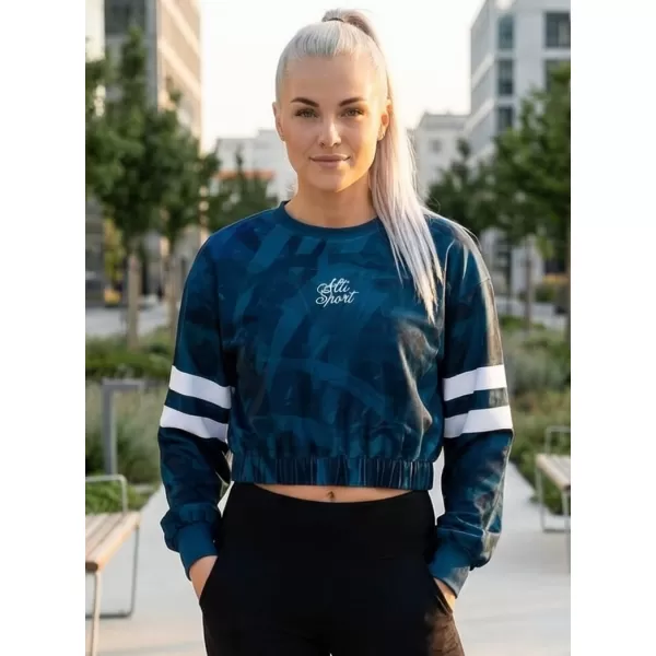  Dámská funkční cropped mikina premium ALTISPORT VOJ/ALW096MI08 PETROLEJOVÁ 
