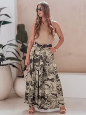 Dámské kalhoty DSTREET FLOWES SVĚTLE ZELENÁ