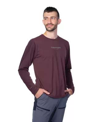 Pánské triko s dlouhým rukávem HANNAH BINE L/S RED MAHOGANY