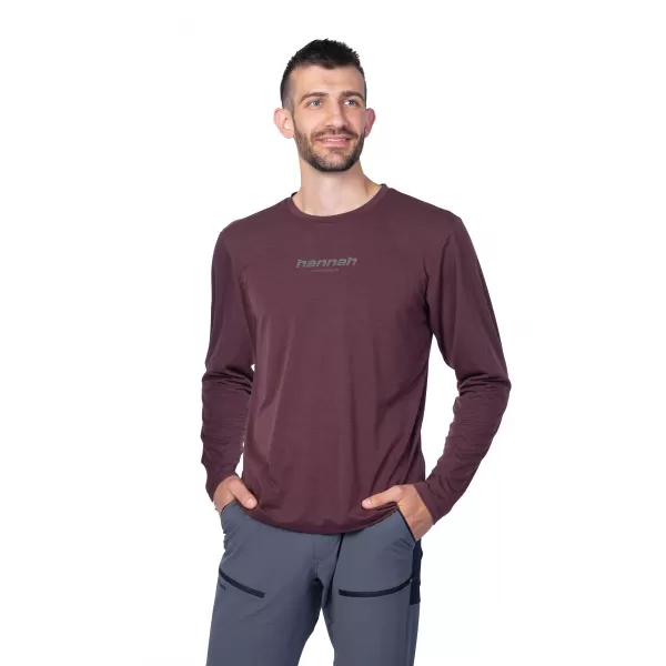  Pánské triko s dlouhým rukávem HANNAH BINE L/S RED MAHOGANY 