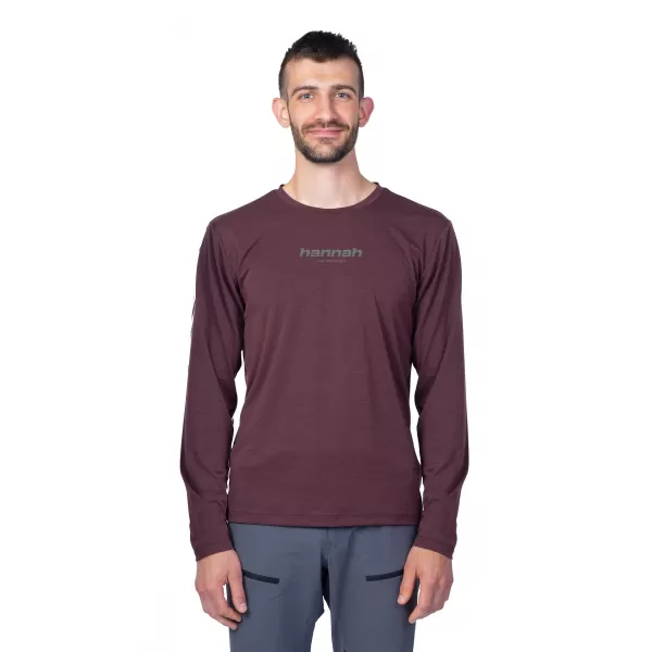  Pánské triko s dlouhým rukávem HANNAH BINE L/S RED MAHOGANY 