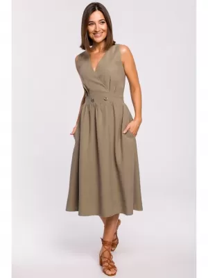 Dámské šaty STYLOVE S224 KHAKI
