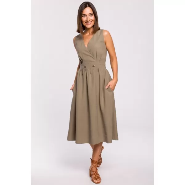  Dámské šaty STYLOVE S224 KHAKI 