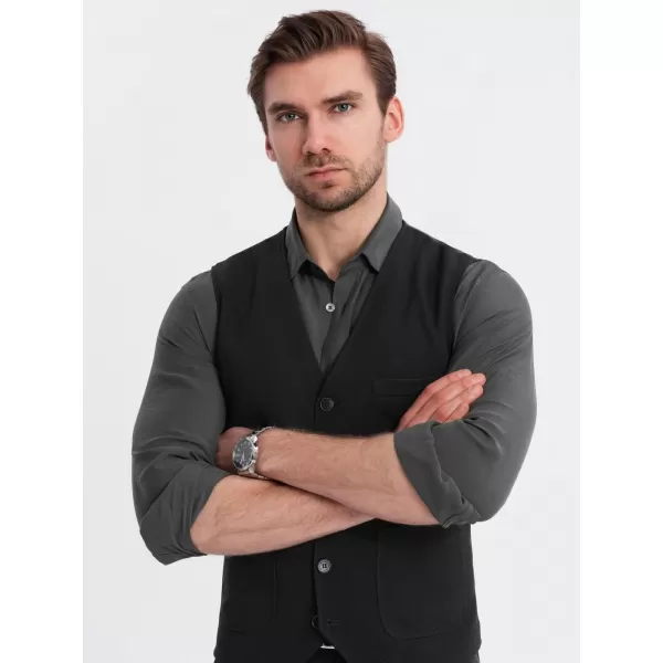  Pánská vesta OMBRE OM-BLZV-0146 BLACK 