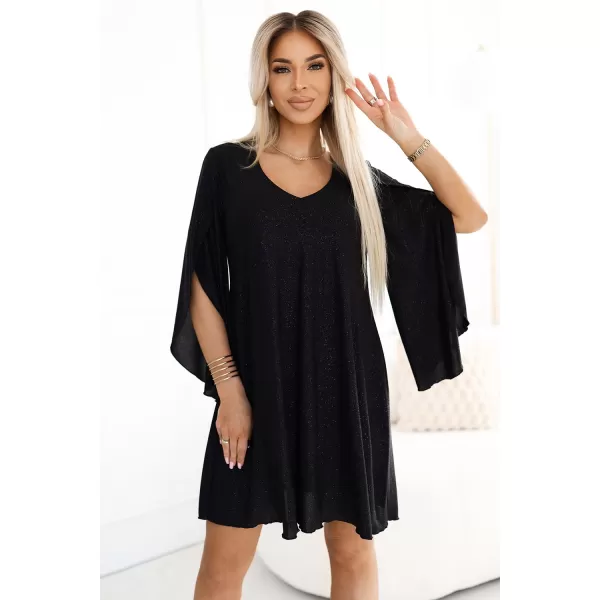  Dámské šaty NUMOCO LIVIA 597-1 Černá se třpytkami 