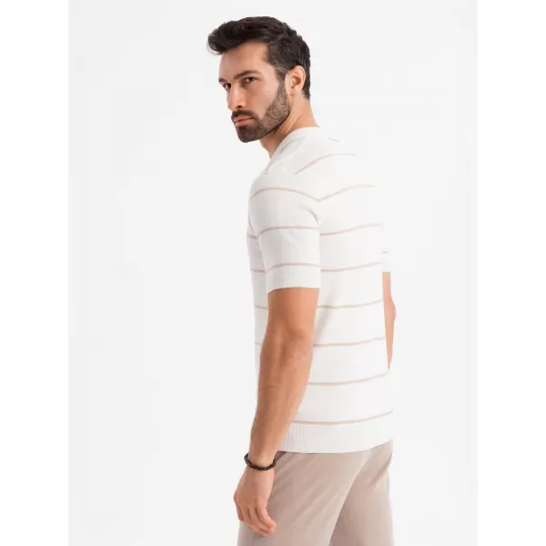  Pánské triko s límečkem OMBRE OM-POSS-0145 WHITE AND BEIGE 