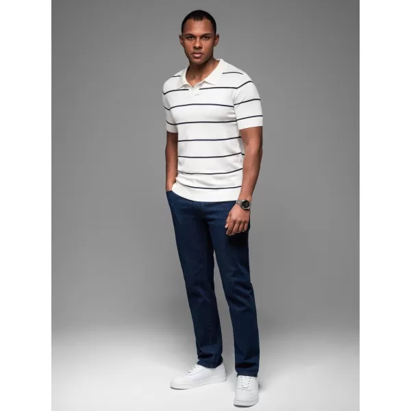  Pánské triko s límečkem OMBRE OM-POSS-0145 WHITE AND NAVY 
