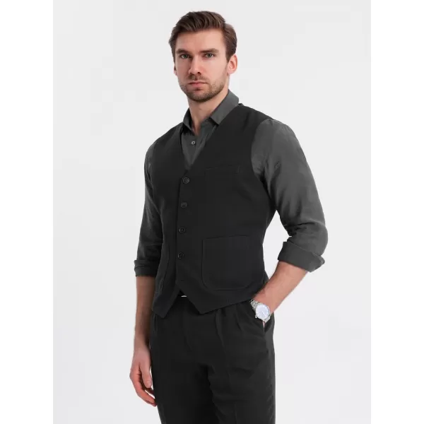  Pánská vesta OMBRE OM-BLZV-0146 BLACK 