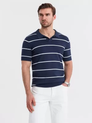 Pánské triko s límečkem OMBRE OM-POSS-0145 NAVY BLUE AND WHITE