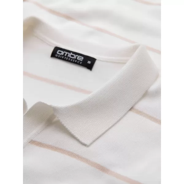  Pánské triko s límečkem OMBRE OM-POSS-0145 WHITE AND BEIGE 