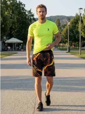 Pánské funkční šortky premium ALTISPORT VOJ/ALM071KRA01 ČERNOŽLUTÁ