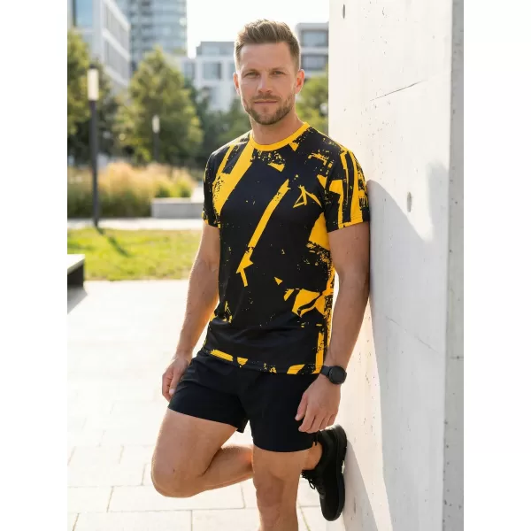  Pánské funkční triko premium ALTISPORT VOJ/ALM079TR01 ČERNOŽLUTÁ 