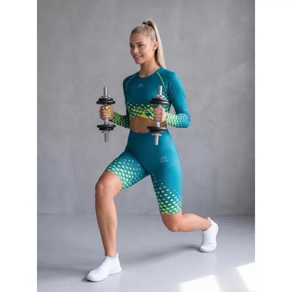  Dámské legíny nad kolena premium ALTISPORT VOJ/ALW109LEG02 EMERALD/FLUO YELLOW 