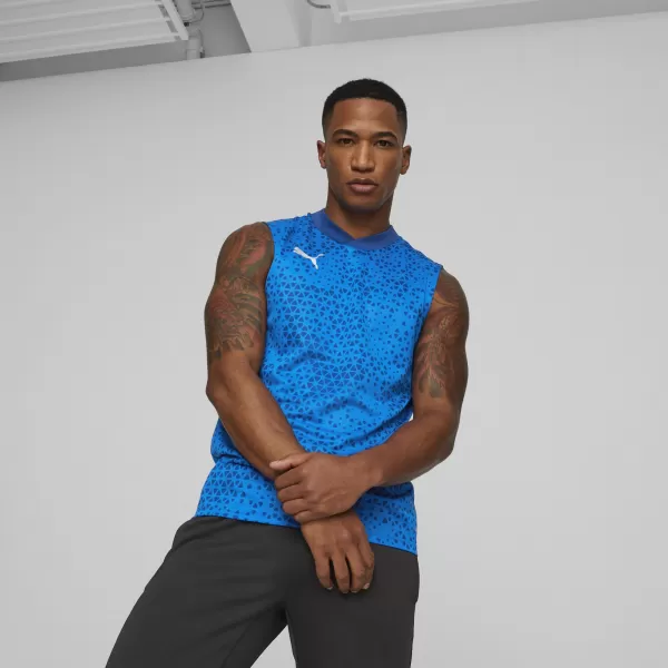  Pánské triko PUMA TEAMCUP TRAINING JERSEY SL 657985_02 ELECTRIC BLUE LEMONADE 