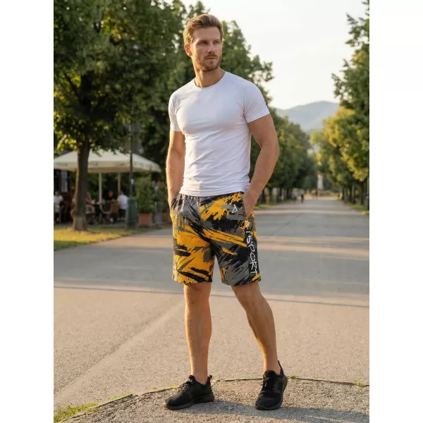 Pánské funkční šortky premium ALTISPORT VOJ/ALM014KRA01 ČERNOŽLUTÁ 