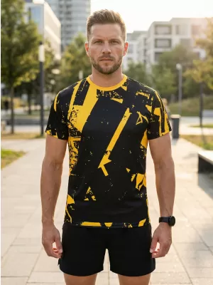 Pánské funkční triko premium ALTISPORT VOJ/ALM079TR01 ČERNOŽLUTÁ