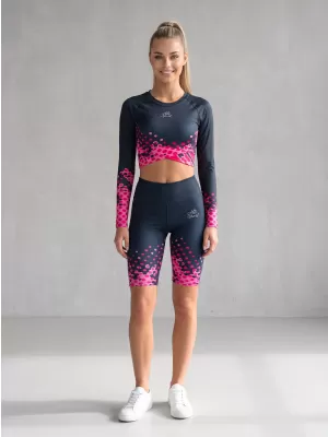 Dámské legíny nad kolena premium ALTISPORT VOJ/ALW109LEG02 RŮŽOVO-ČERNÁ