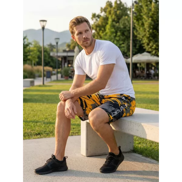  Pánské funkční šortky premium ALTISPORT VOJ/ALM014KRA01 ČERNOŽLUTÁ 