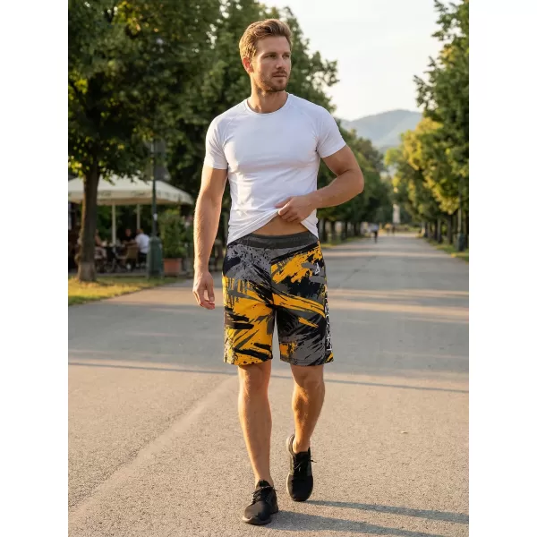  Pánské funkční šortky premium ALTISPORT VOJ/ALM014KRA01 ČERNOŽLUTÁ 