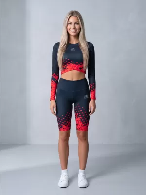 Dámské legíny nad kolena premium ALTISPORT VOJ/ALW109LEG02 ČERVENO-ČERNÁ