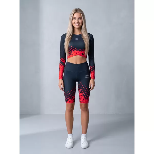 Dámské legíny nad kolena premium ALTISPORT VOJ/ALW109LEG02 ČERVENO-ČERNÁ 
